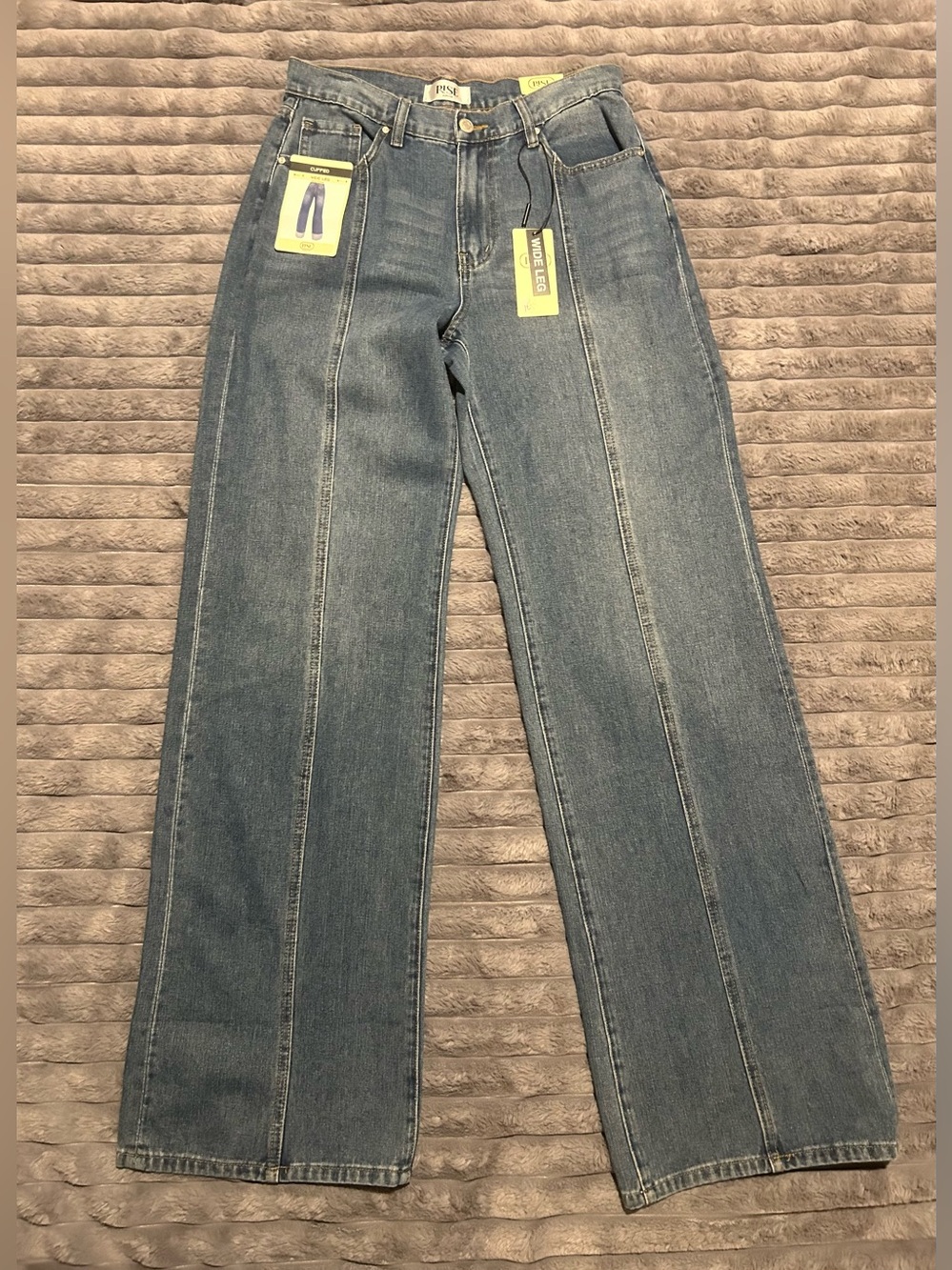 Rise Supply CO. wide leg, cuffed denim jeans